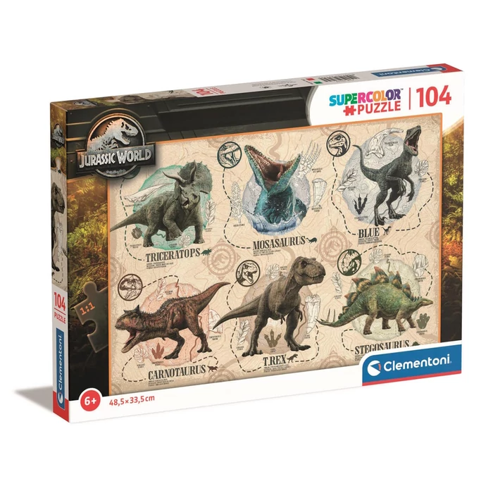 Clementoni 27179 - Jurassic World - 104 db-os Szuper Színes puzzle ...