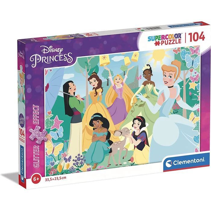 Clementoni 104 db-os Szuper Színes  puzzle - Disney Princess - Glitter effect (20346)
