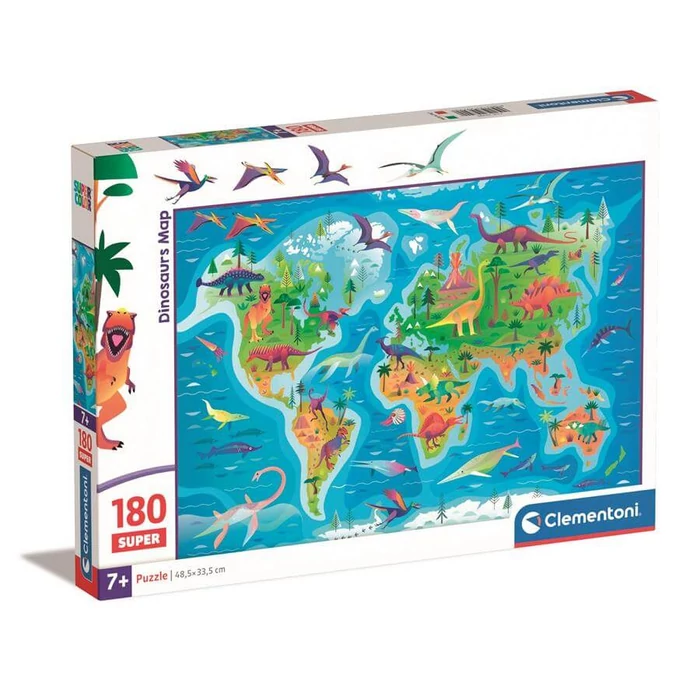 Clementoni 29790 - Dinoszauruszok térkép - 180 db-os Szuper Színes puzzle
