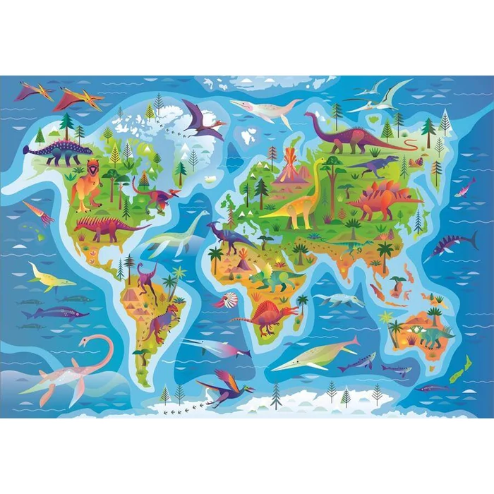 Clementoni 29790 - Dinoszauruszok térkép - 180 db-os Szuper Színes puzzle