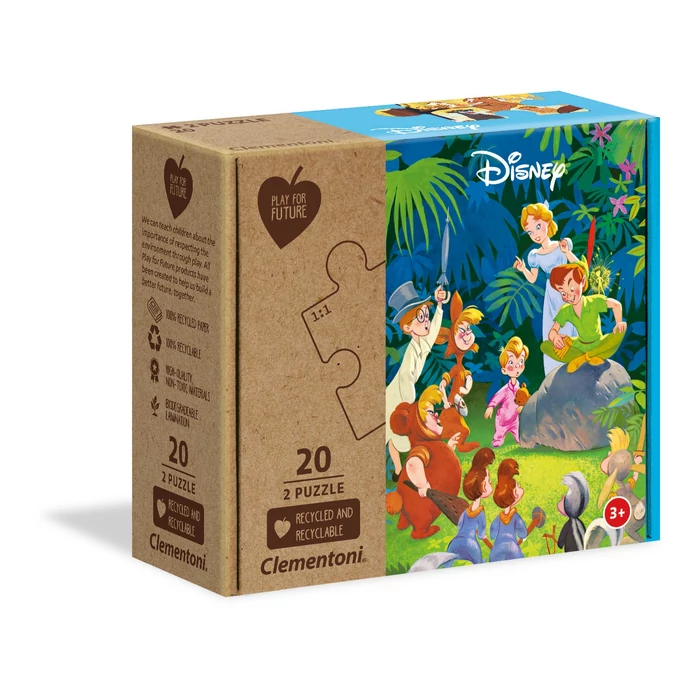 Clementoni 24774 - Dzsungel könyve és Pán Péter - 2 x 20 db-os puzzle - Play for future
