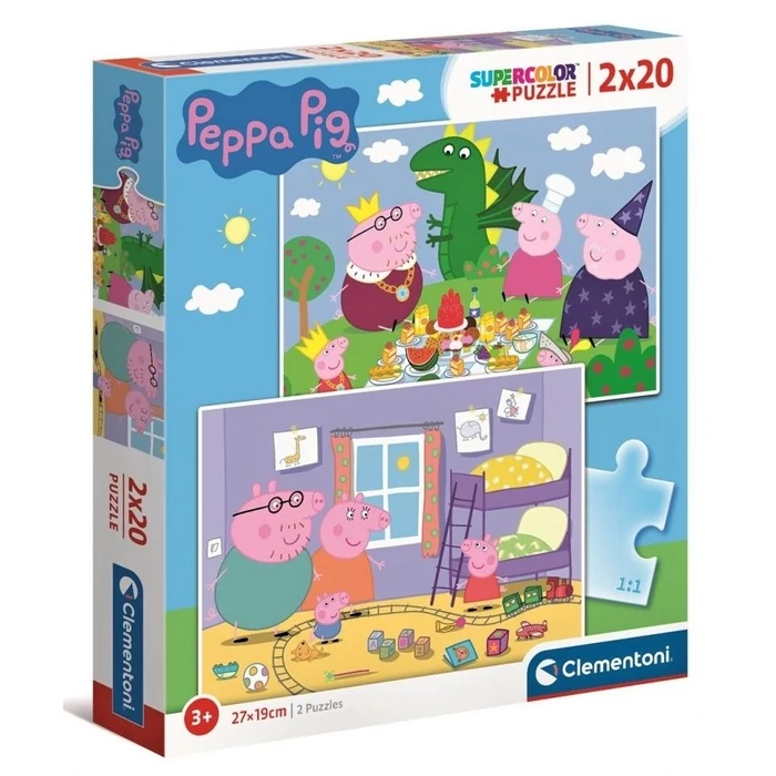 Clementoni 24778 - Peppa malac- Játék és piknik - 2 x 20 db-os Szuper színes puzzle