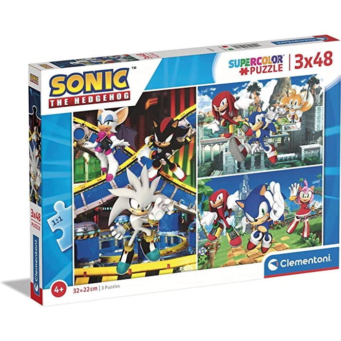 Clementoni 3 x 48 db-os Szuper Színes puzzle - Sonic (25280)