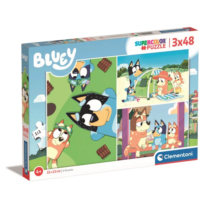 Clementoni 25281- Bluey - 3 x 48 db-os Szuper Színes puzzle