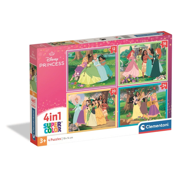 Clementoni 21746 - Disney Hercegnők - 4 az 1-ben Szuper színes puzzle (12,16,20,24 db-os)
