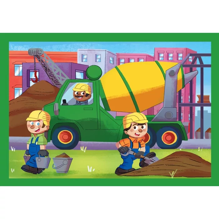 Clementoni 21741 - Munkagépek - 4 az 1-ben Szuper színes puzzle (12