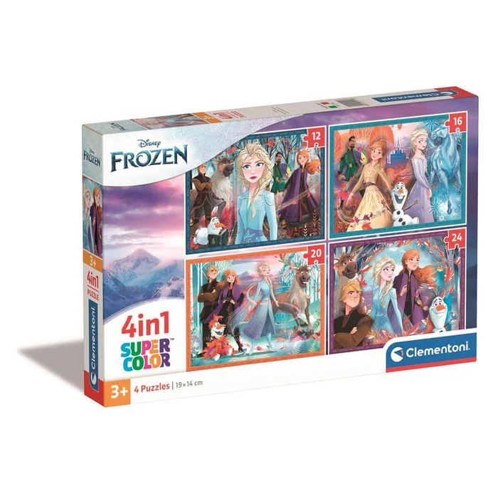 Clementoni 21518 - Disney - Jégvarázs - 4 az 1-ben Szuper színes puzzle (12, 16, 20, 24)