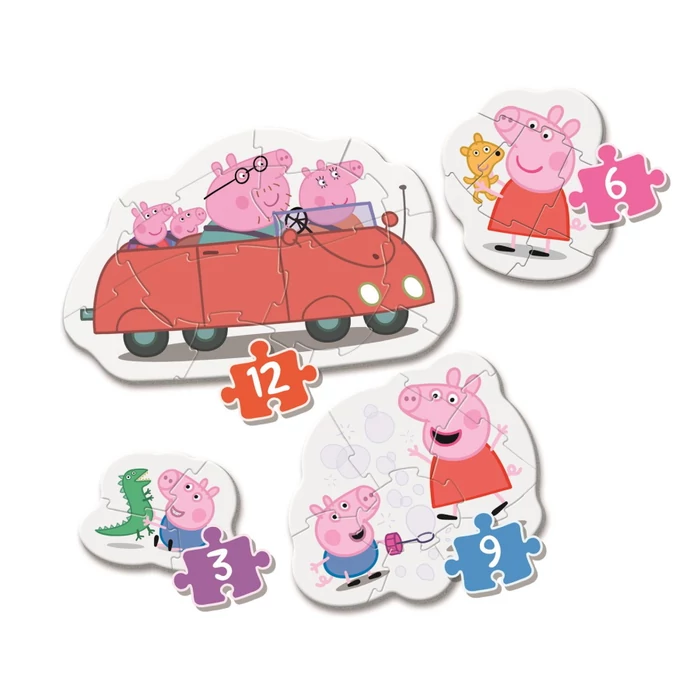 Clementoni 20829 - 4 az 1-ben Bébi sziluett puzzle - Peppa malac - 3,6,9,12 db-os puzzle