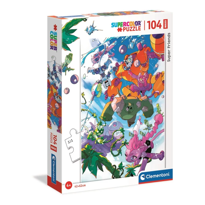 Clementoni 23754 - Super Friends - 104 db-os Szuper Színes Maxi puzzle
