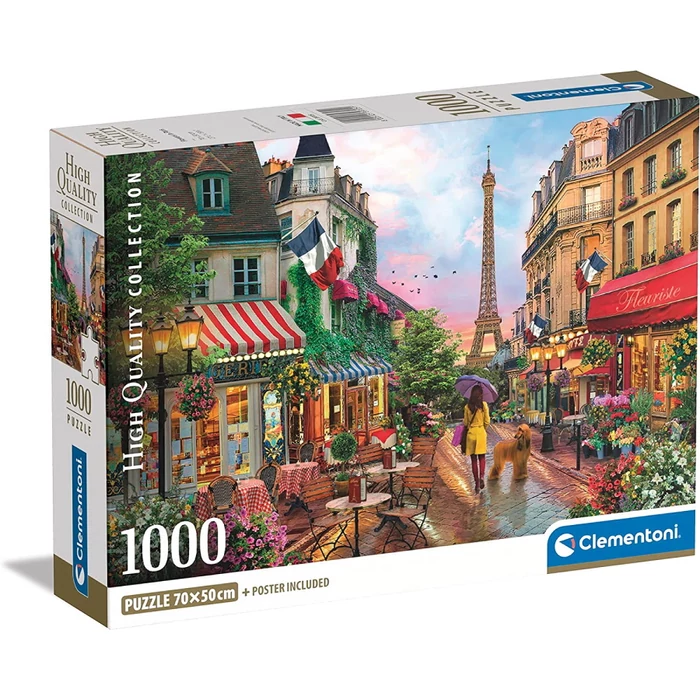 Clementoni 39705 - Virágok Párizsban - 1000 db-os Compact puzzle
