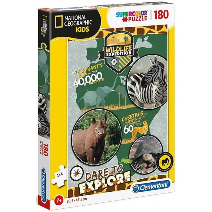 Clementoni 29207 - National Geographic Kids - Vadvilág expedíció - 180 db-os puzzle