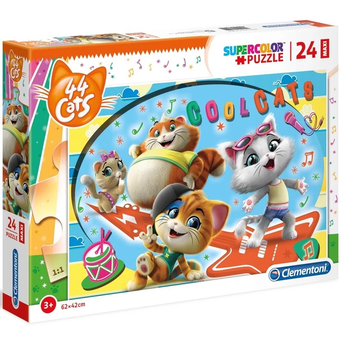 Clementoni 28512 - 44 csacska macska - Cool Cats - 24 db-os Maxi puzzle