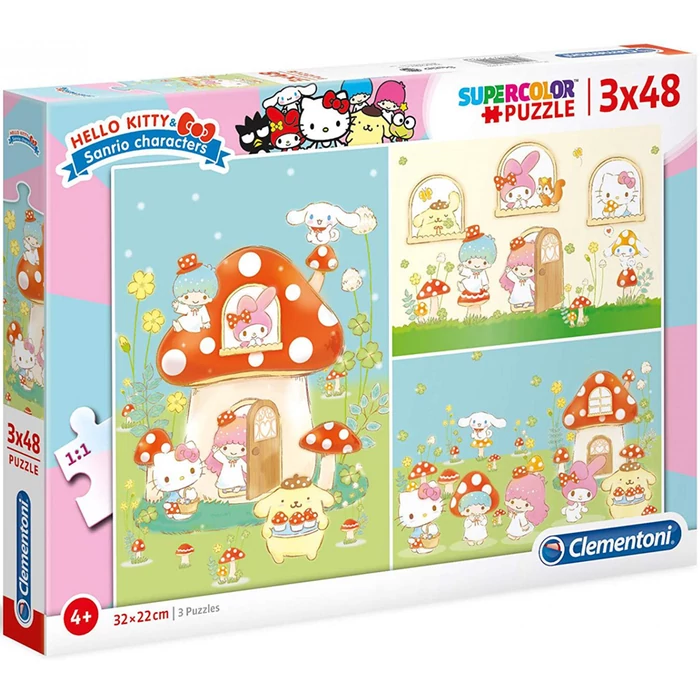 Clementoni 25246 - Hello Kitty - 3 x 48 db-os Szuper Színes puzzle