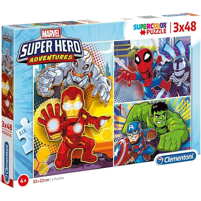 Clementoni 25248 - Szuperhősök - 3 x 48 db-os Szuper Színes puzzle