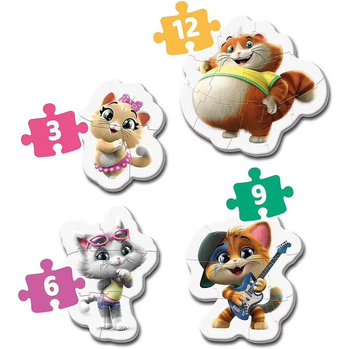 Clementoni 20812 - Bébi sziluett puzzle - 44 csacska macska - 3,6,9,12 db-os puzzle
