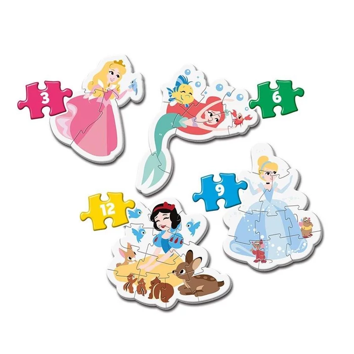 Clementoni 20813 - Bébi sziluett puzzle - Disney Princess - 3,6,9,12 db-os puzzle
