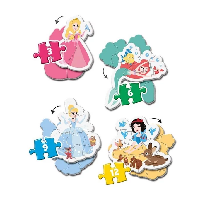 Clementoni 20813 - Bébi sziluett puzzle - Disney Princess - 3,6,9,12 db-os puzzle