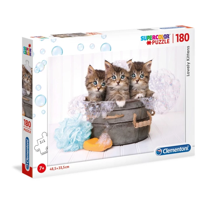 Clementoni 29108 - Szuper színes puzzle - Lovely Kittens - Cuki cicák - 180 db-os puzzle