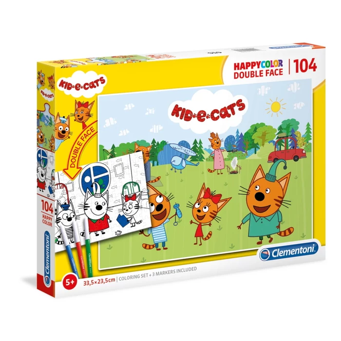 Clementoni 25707 - Ici-pici cicák - 104 db-os Színezhető kétoldalas puzzle 