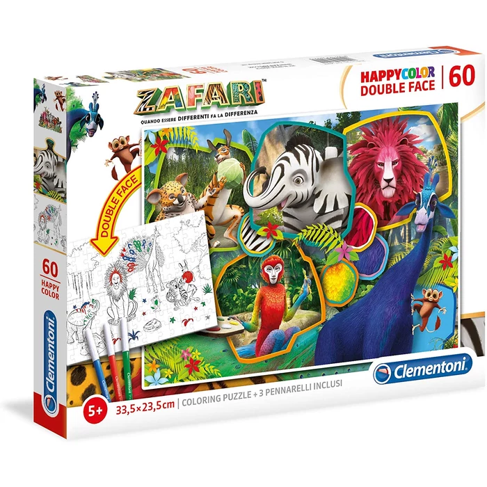 Clementoni 26994 - Szafari - 60 db-os Színezhető kétoldalas puzzle