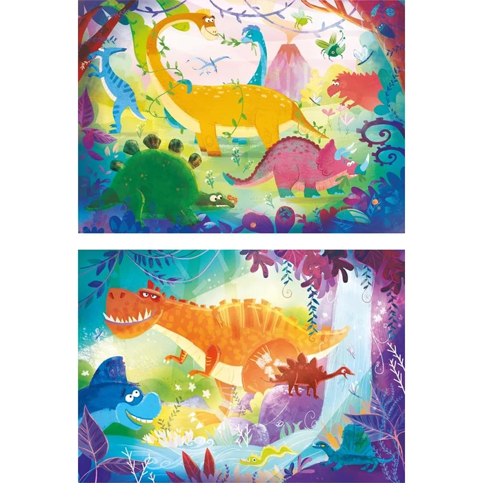 Clementoni 24755 - Vicces dínók - 2 x 20 db-os Szuper Színes puzzle