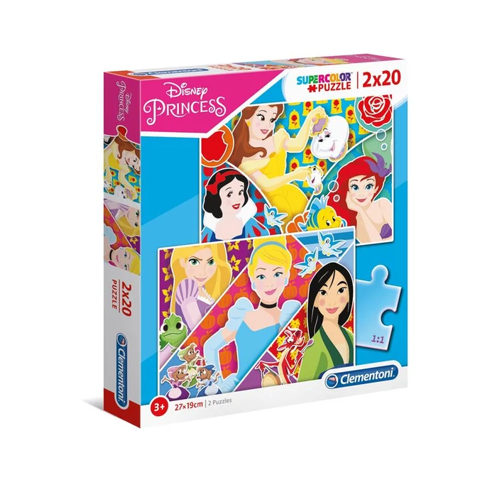 Clementoni 24766 - Disney hercegnők - 2 x 20 db-os Szuper Színes puzzle