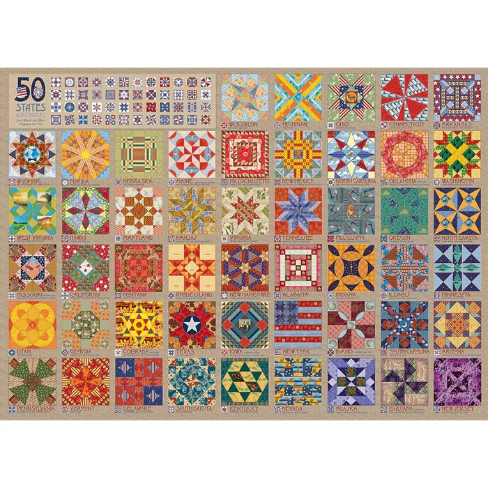 Cobble Hill 40050 - 50 States Quilt Blocks - 1000 db-os puzzle
