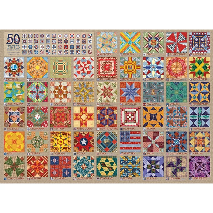 Cobble Hill 80314 - 50 States Quilt Blocks - 1000 db-os puzzle