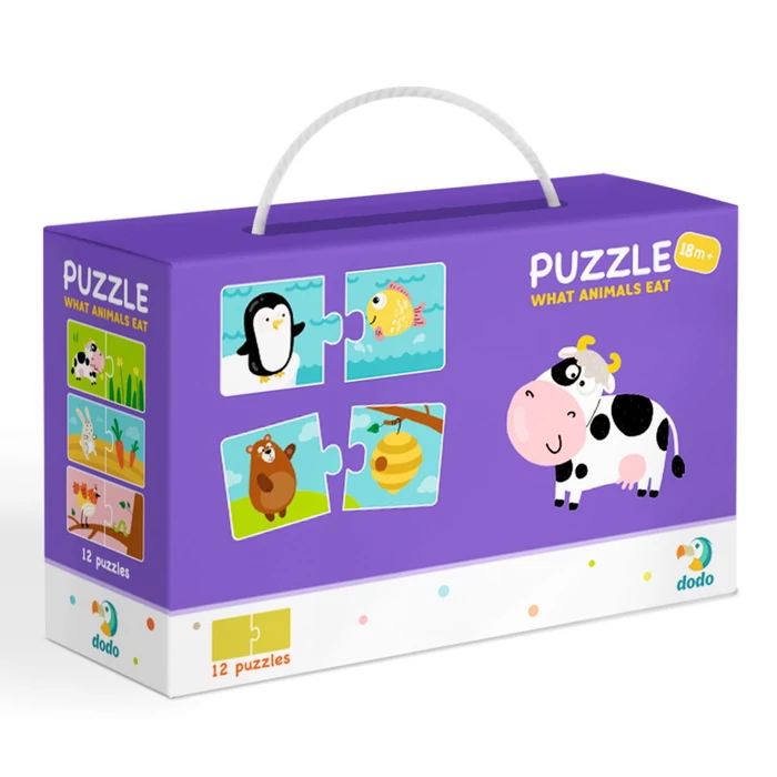 Dodo 300118 - Mit esznek az állatok? - 2 x 12 db-os Duo puzzle