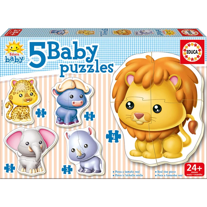 Educa 14197 -  Baby sziluett puzzle - Vadállatok - 3,4,5 db-os puzzle