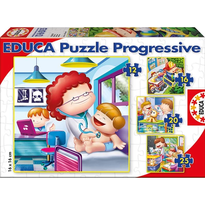 Educa 15618 - Foglalkozások - 4 az 1-ben puzzle (12,16,20,25 db-os) puzzle