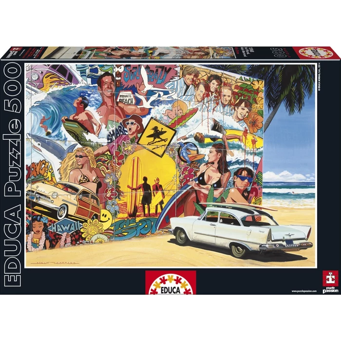 Educa 15968 - Szörfös falfestmény - 500 db-os puzzle