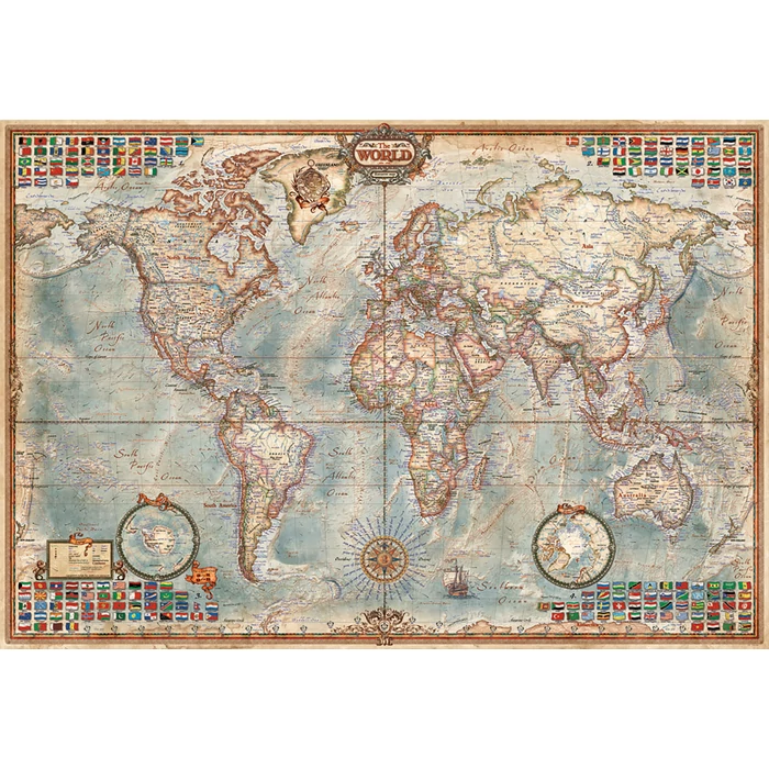 Educa 16764 - Miniature puzzle - Politikai világtérkép - 1000 db-os puzzle