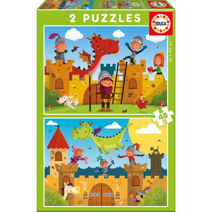 Educa 17151 - Lovagok és sárkányok - 2 x 48 db-os puzzle