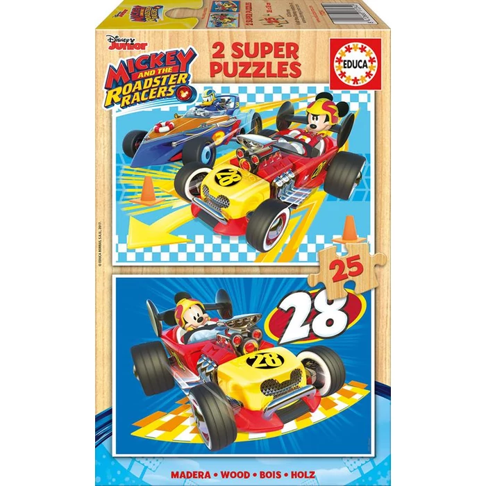 Educa 17234 - Mickey Mouse és barátai - 2 x 25 db-os fa puzzle