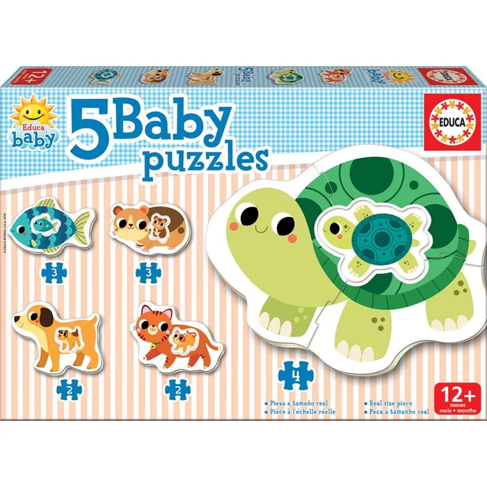 Educa 17573 - Baby sziluett puzzle - Állatok - Teknőcös II. - 2,3,4 db-os puzzle
