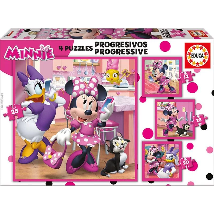 Educa 17630 - Minnie Mouse és Daisy - 4 az 1-ben puzzle (12,16,20,25 db-os) puzzle