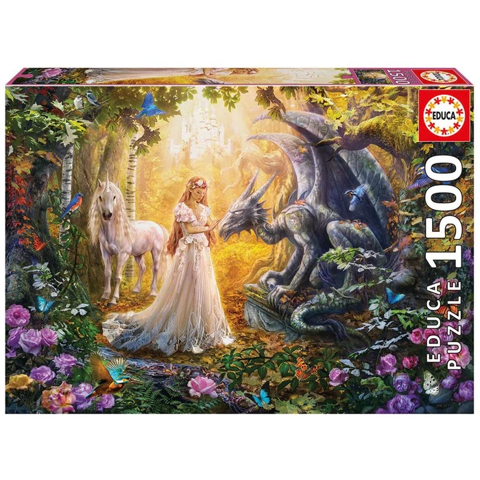Educa 17696 - Sárkány, hercegnő és unikornis - 1500 db-os puzzle