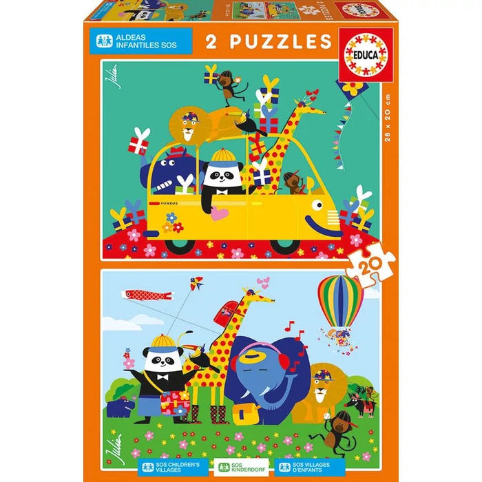 Educa 17725 - Állatok, Julien Chung - 2 x 20 db-os puzzle