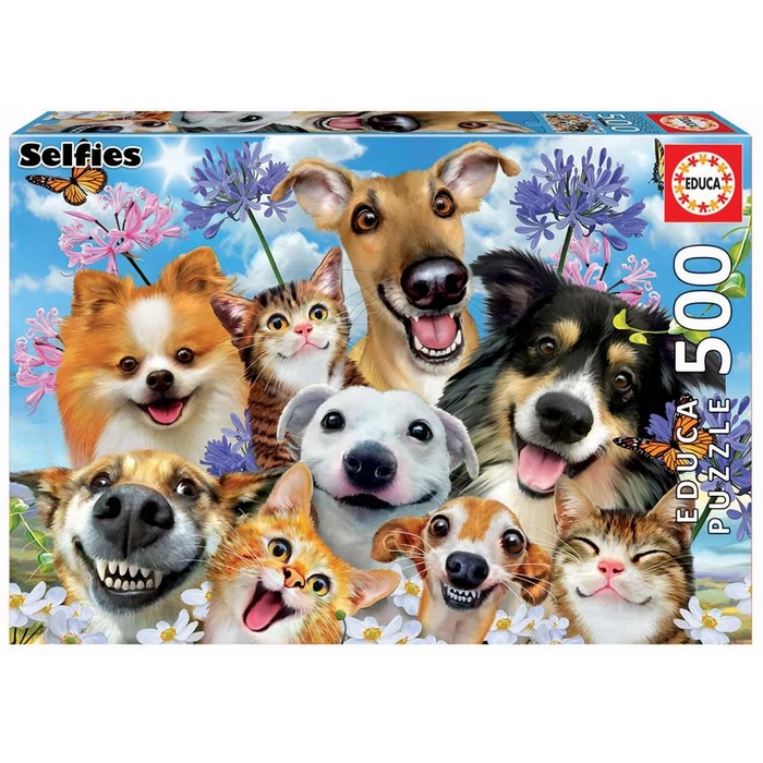 Educa 17983 - Selfies - Kutyák és cicák - 500 db-os puzzle