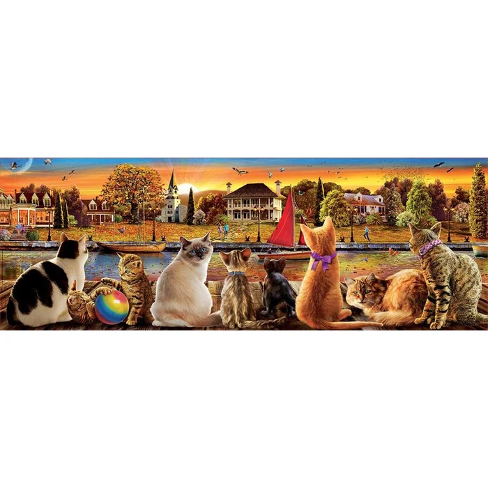 Educa 18001 - Panoráma puzzle - Macskák a rakparton - 1000 db-os puzzle