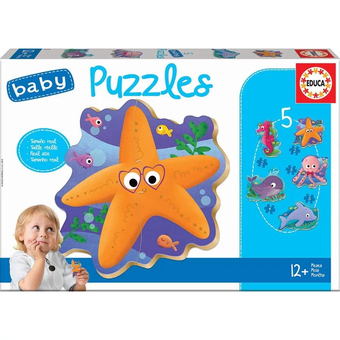 Educa 18058 - Baby sziluett puzzle - Tengeri állatok - 2,3,4 db-os puzzle