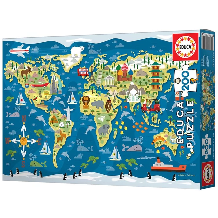 Educa 19292 Világtérkép - 200 db-os puzzle