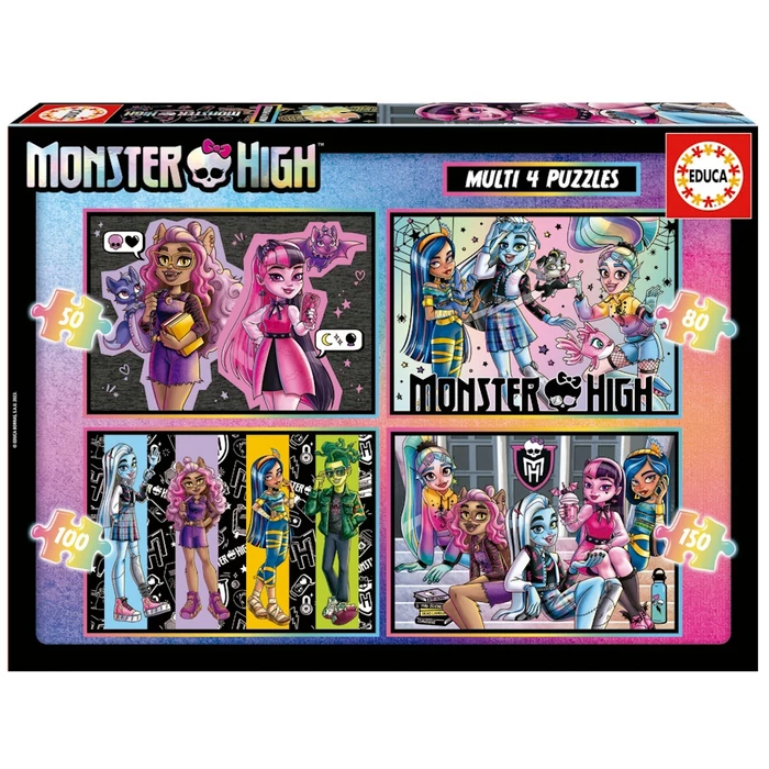 Educa 19706 - Monster High - 4 az 1-ben puzzle (50,80,100,150)