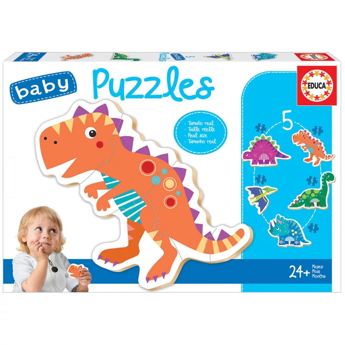 Educa 18873 - Baby sziluett puzzle - Dinoszauruszok - 3,4,5 db-os puzzle