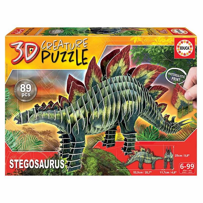 Educa 19184 Stegosaurus - 89 db-os 3D Creature puzzle