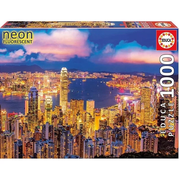 Educa 18462 - Neon puzzle - Hong Kong - 1000 db-os puzzle