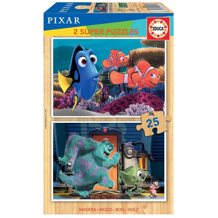 Educa 18597 - Disney Pixar mesék - 2 x 25 db-os fa puzzle