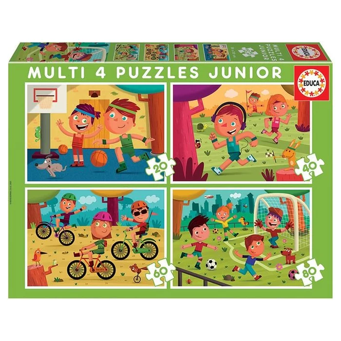Educa 18602 - Sportoljunk! - 4 az 1-ben (20,40,60,80 db-os) puzzle