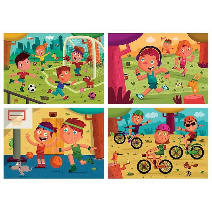 Educa 18602 - Sportoljunk! - 4 az 1-ben (20,40,60,80 db-os) puzzle